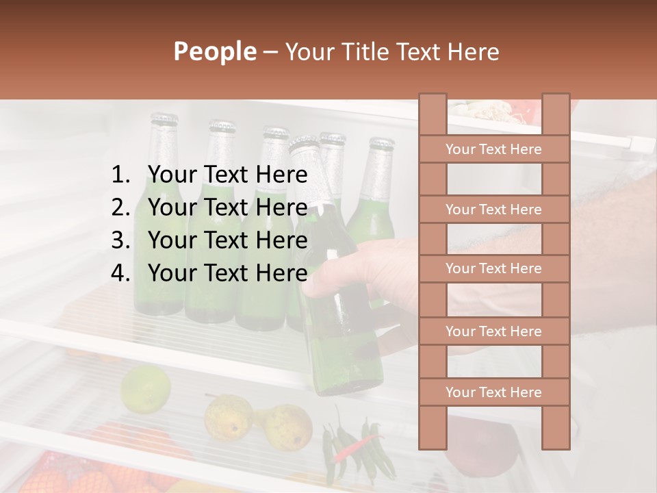 A Person Opening A Refrigerator With Green Drinks PowerPoint Template