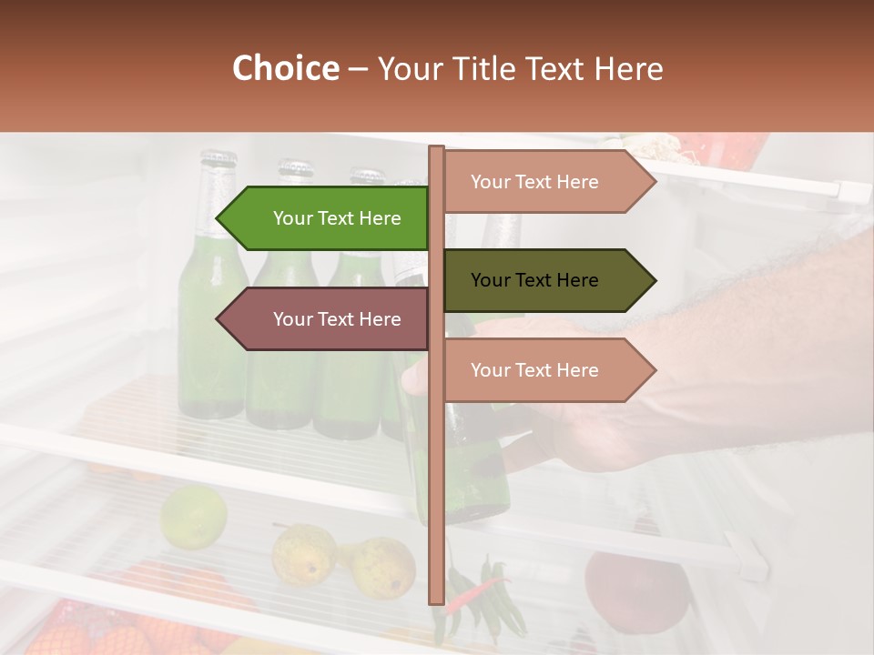 A Person Opening A Refrigerator With Green Drinks PowerPoint Template
