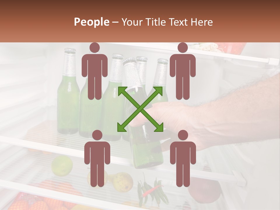 A Person Opening A Refrigerator With Green Drinks PowerPoint Template