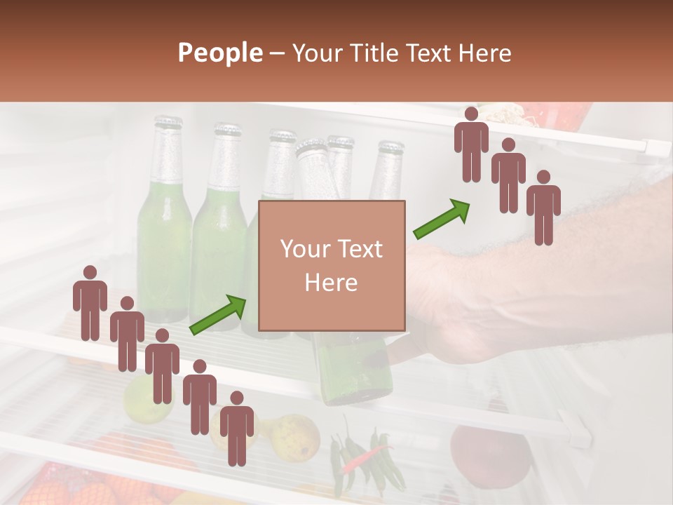 A Person Opening A Refrigerator With Green Drinks PowerPoint Template