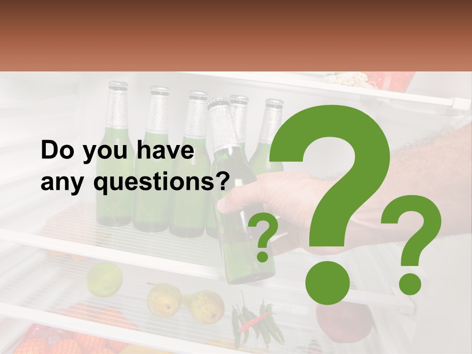 A Person Opening A Refrigerator With Green Drinks PowerPoint Template