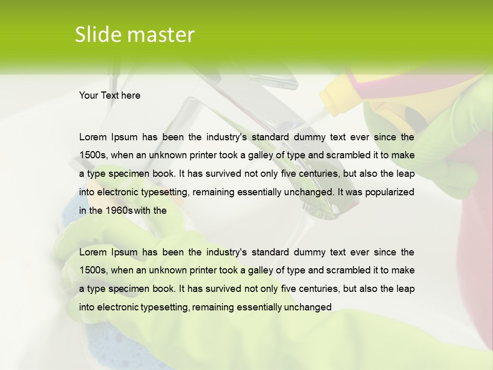 A Person In Green Gloves Washing A Sink PowerPoint Template