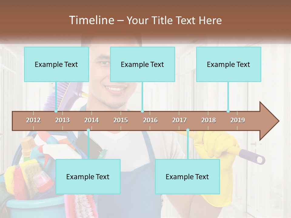 A Man Holding A Bucket Full Of Cleaning Supplies PowerPoint Template