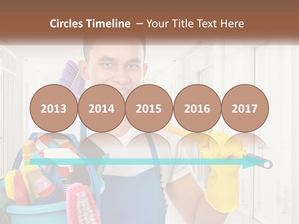 A Man Holding A Bucket Full Of Cleaning Supplies PowerPoint Template