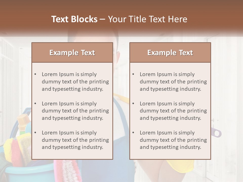 A Man Holding A Bucket Full Of Cleaning Supplies PowerPoint Template