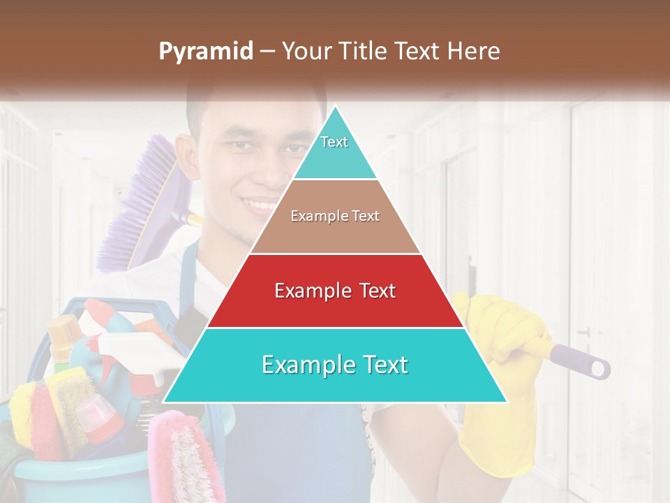 A Man Holding A Bucket Full Of Cleaning Supplies PowerPoint Template