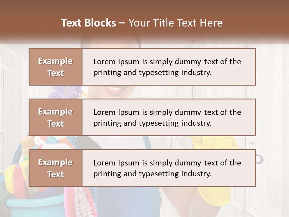 A Man Holding A Bucket Full Of Cleaning Supplies PowerPoint Template