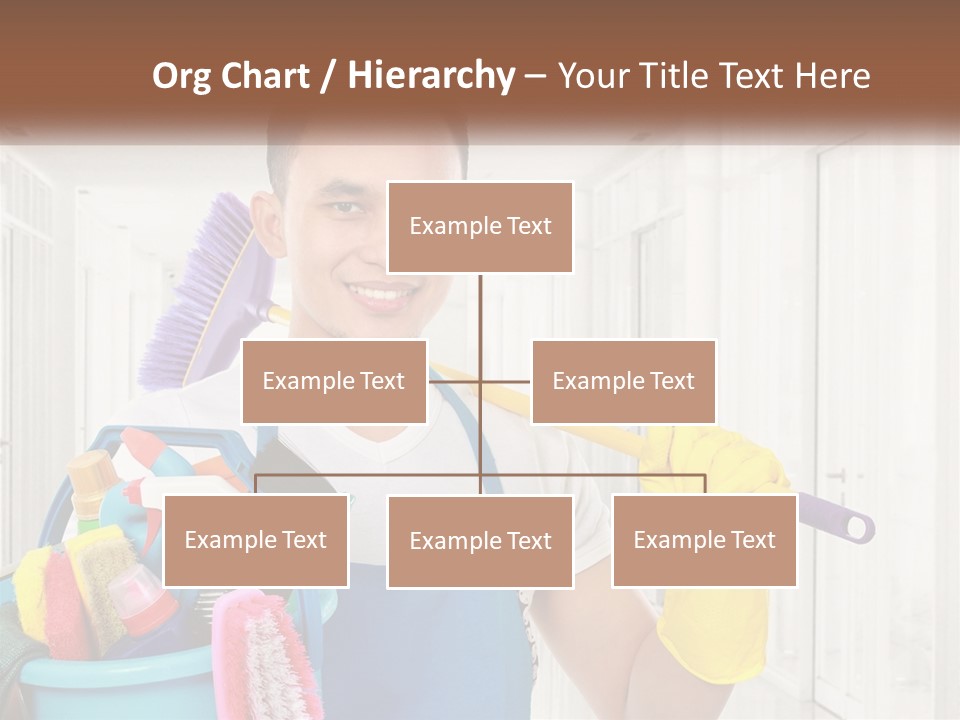 A Man Holding A Bucket Full Of Cleaning Supplies PowerPoint Template