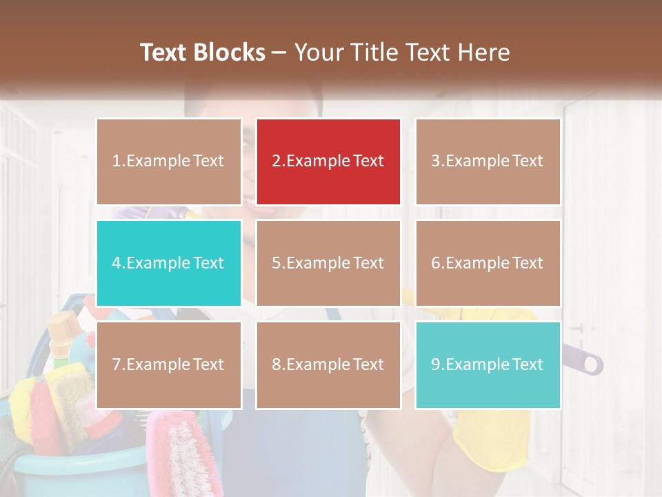 A Man Holding A Bucket Full Of Cleaning Supplies PowerPoint Template