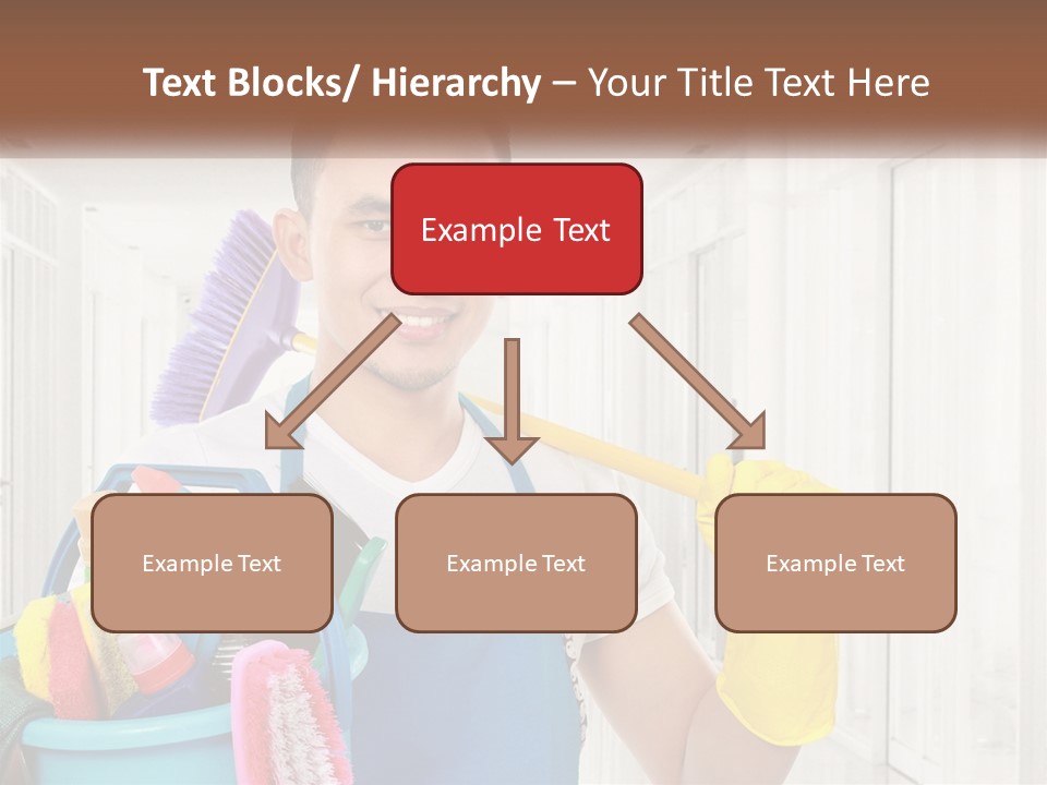 A Man Holding A Bucket Full Of Cleaning Supplies PowerPoint Template