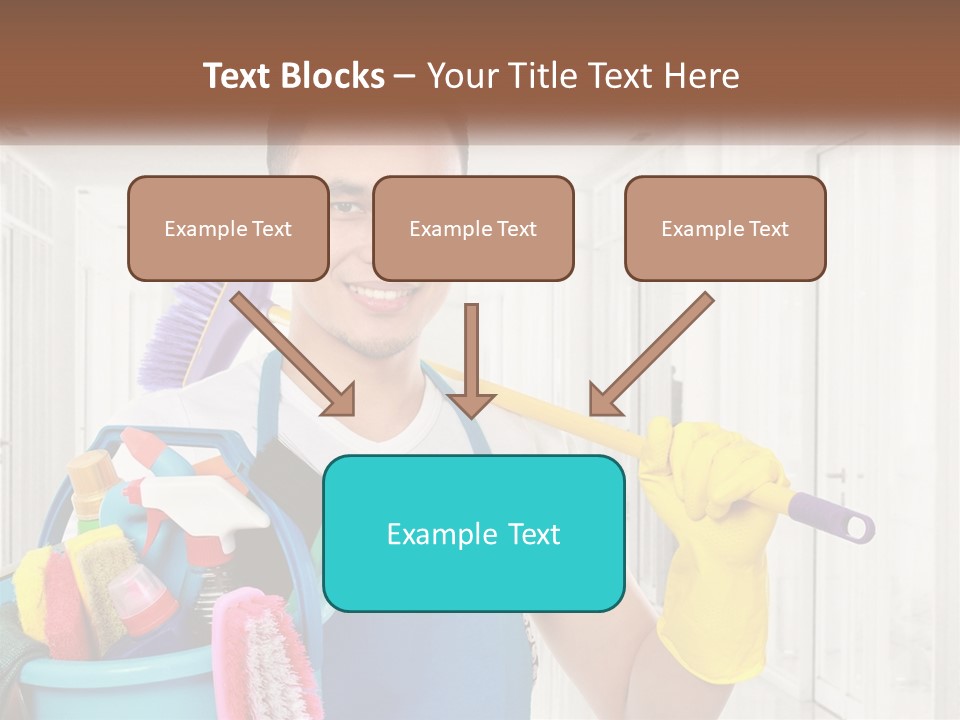 A Man Holding A Bucket Full Of Cleaning Supplies PowerPoint Template