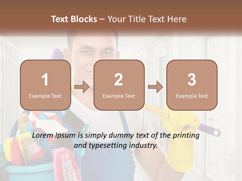 A Man Holding A Bucket Full Of Cleaning Supplies PowerPoint Template