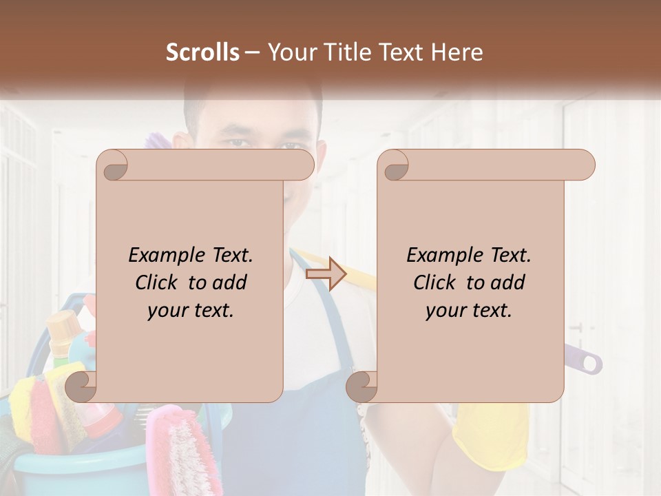 A Man Holding A Bucket Full Of Cleaning Supplies PowerPoint Template
