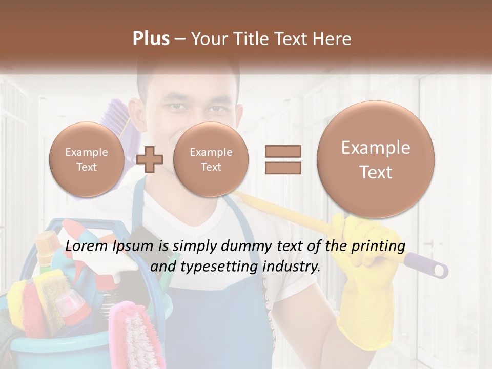 A Man Holding A Bucket Full Of Cleaning Supplies PowerPoint Template