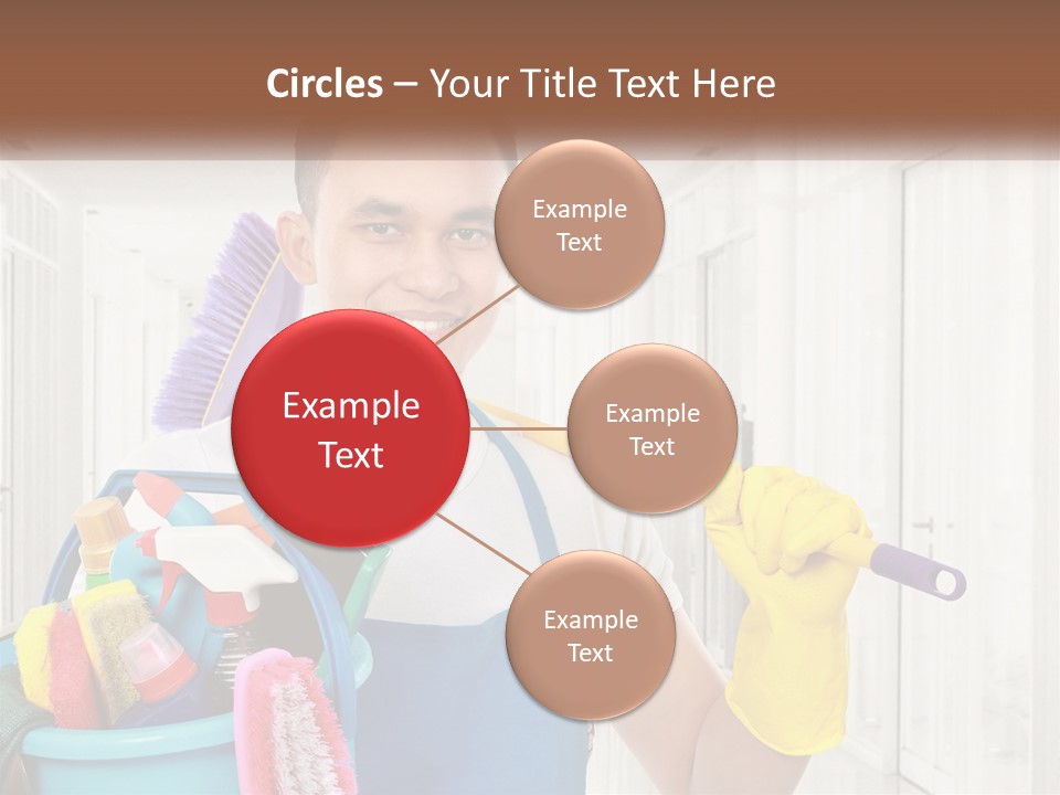 A Man Holding A Bucket Full Of Cleaning Supplies PowerPoint Template