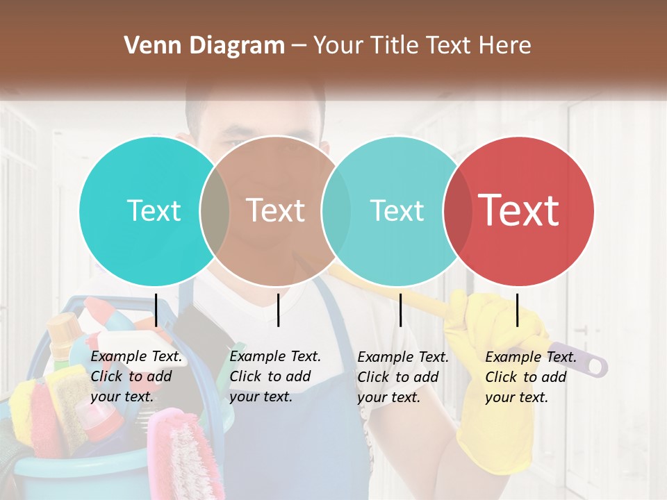 A Man Holding A Bucket Full Of Cleaning Supplies PowerPoint Template