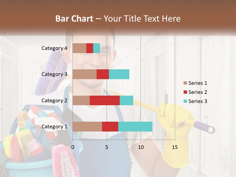 A Man Holding A Bucket Full Of Cleaning Supplies PowerPoint Template