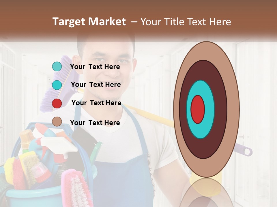 A Man Holding A Bucket Full Of Cleaning Supplies PowerPoint Template