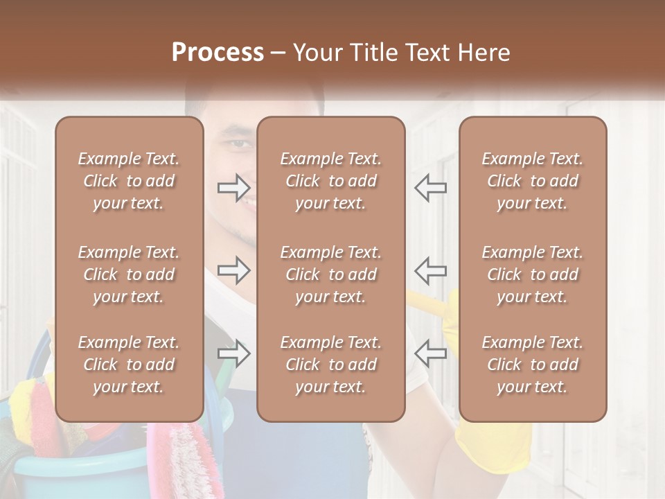 A Man Holding A Bucket Full Of Cleaning Supplies PowerPoint Template