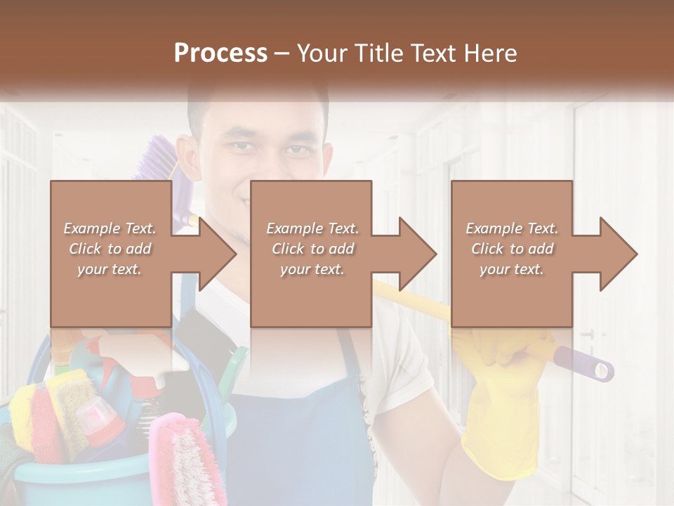 A Man Holding A Bucket Full Of Cleaning Supplies PowerPoint Template