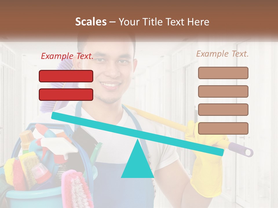 A Man Holding A Bucket Full Of Cleaning Supplies PowerPoint Template