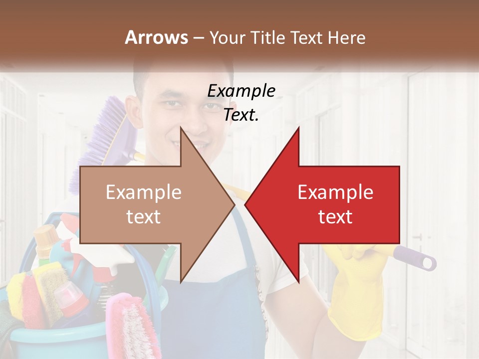 A Man Holding A Bucket Full Of Cleaning Supplies PowerPoint Template