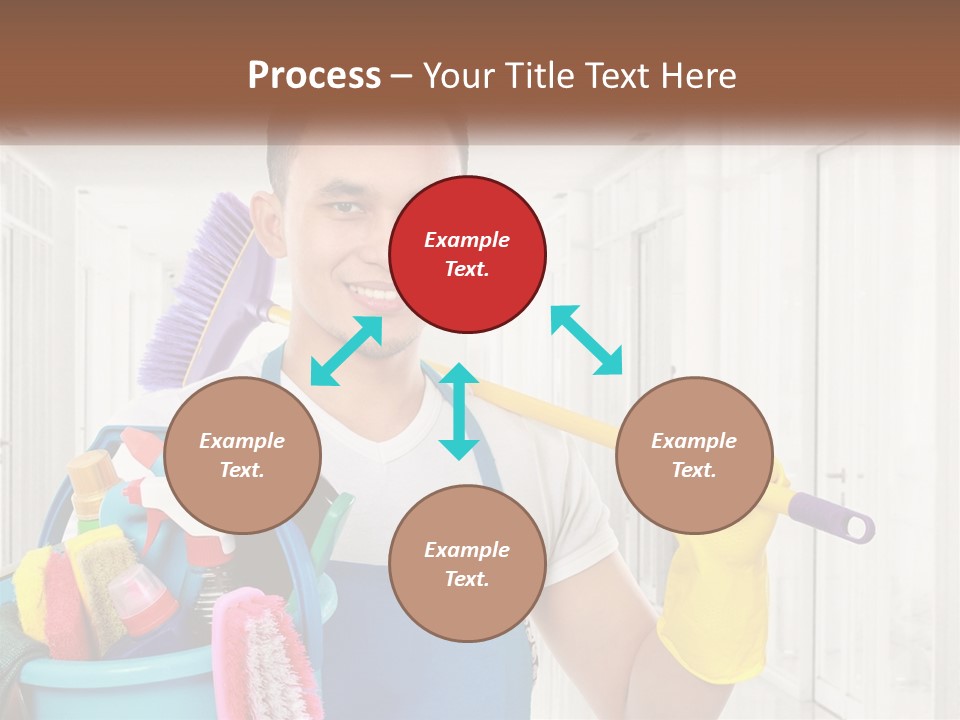 A Man Holding A Bucket Full Of Cleaning Supplies PowerPoint Template