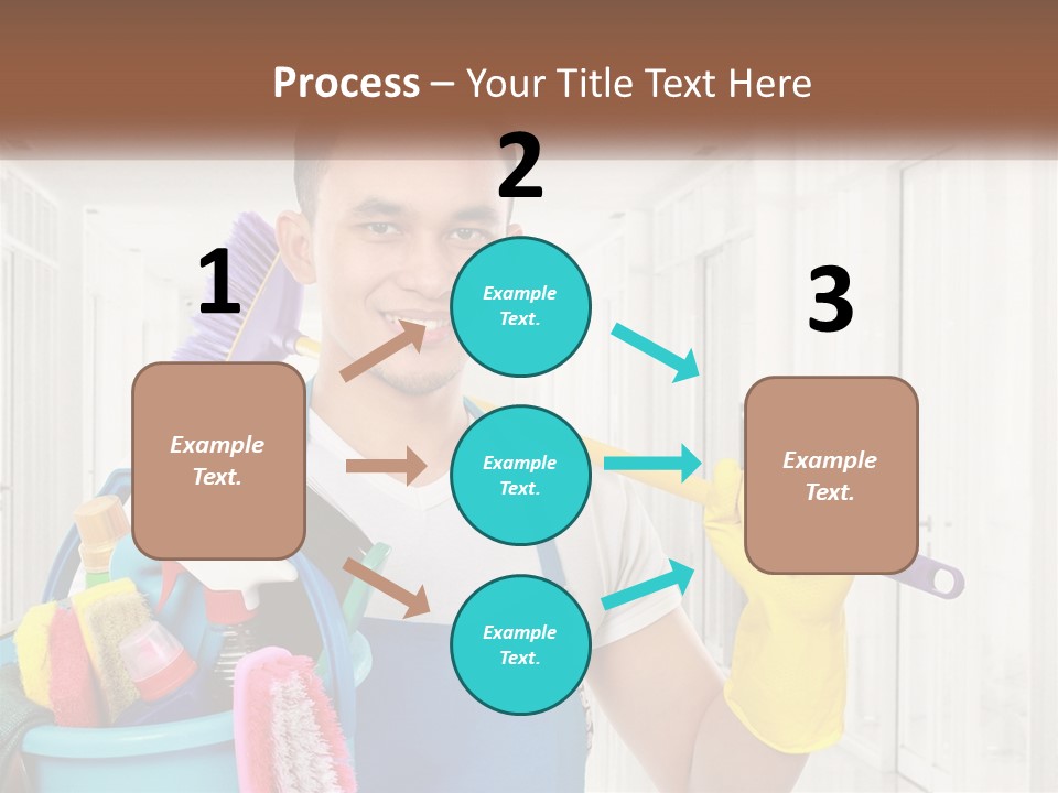 A Man Holding A Bucket Full Of Cleaning Supplies PowerPoint Template