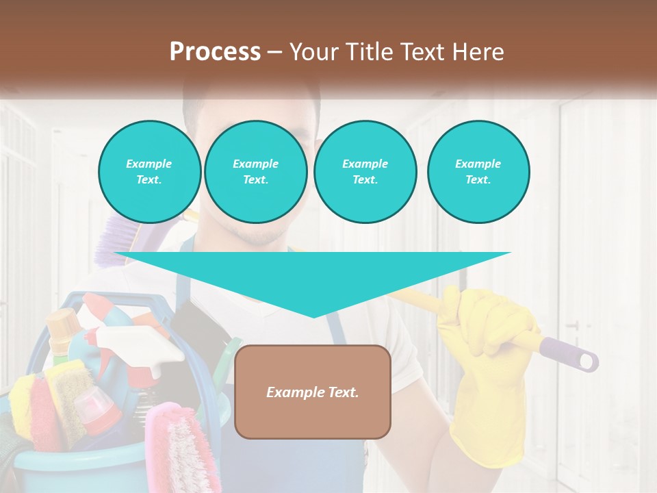 A Man Holding A Bucket Full Of Cleaning Supplies PowerPoint Template