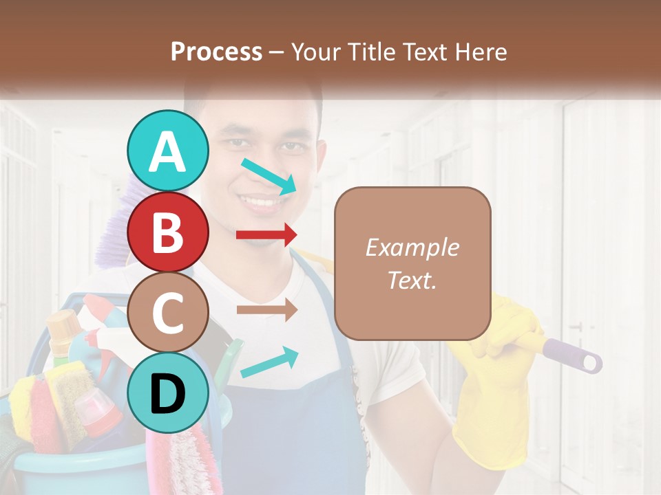 A Man Holding A Bucket Full Of Cleaning Supplies PowerPoint Template