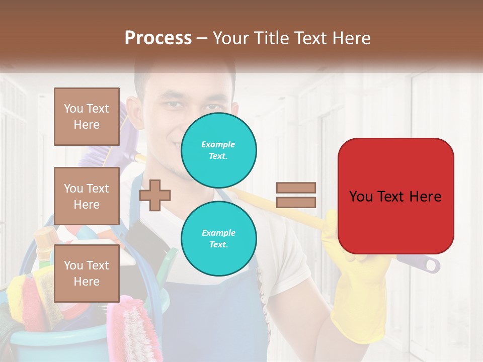 A Man Holding A Bucket Full Of Cleaning Supplies PowerPoint Template