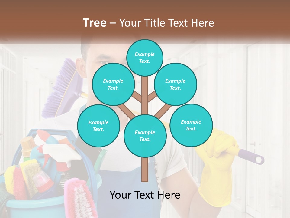 A Man Holding A Bucket Full Of Cleaning Supplies PowerPoint Template