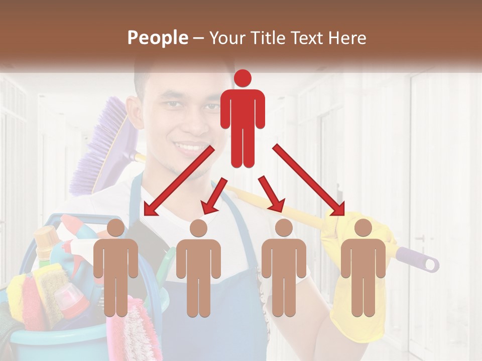 A Man Holding A Bucket Full Of Cleaning Supplies PowerPoint Template