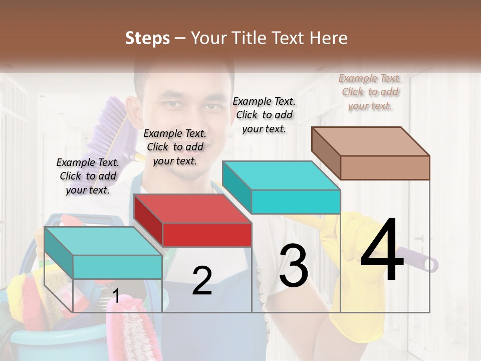 A Man Holding A Bucket Full Of Cleaning Supplies PowerPoint Template