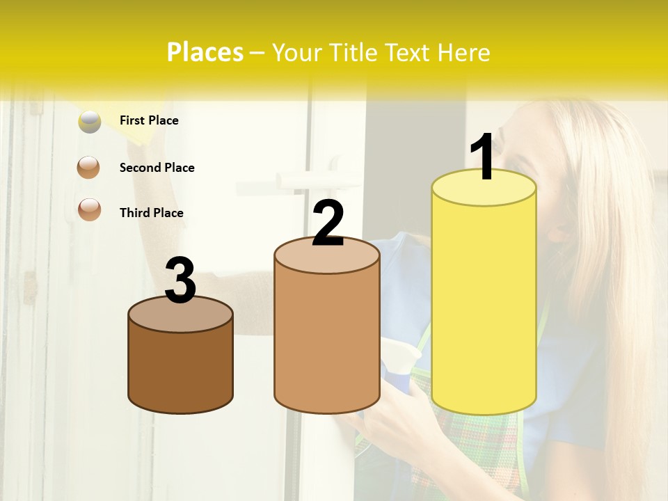 A Woman Cleaning A Door With A Sponge PowerPoint Template