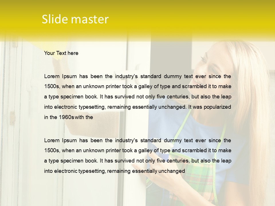 A Woman Cleaning A Door With A Sponge PowerPoint Template