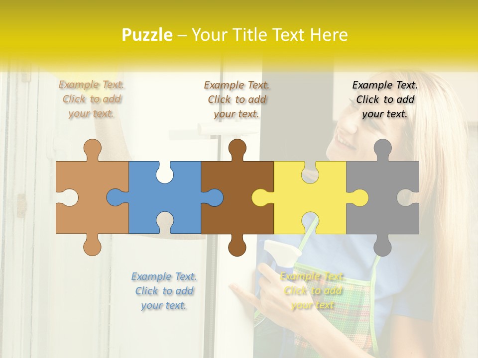 A Woman Cleaning A Door With A Sponge PowerPoint Template