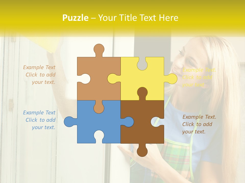 A Woman Cleaning A Door With A Sponge PowerPoint Template