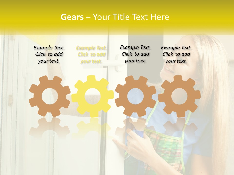 A Woman Cleaning A Door With A Sponge PowerPoint Template