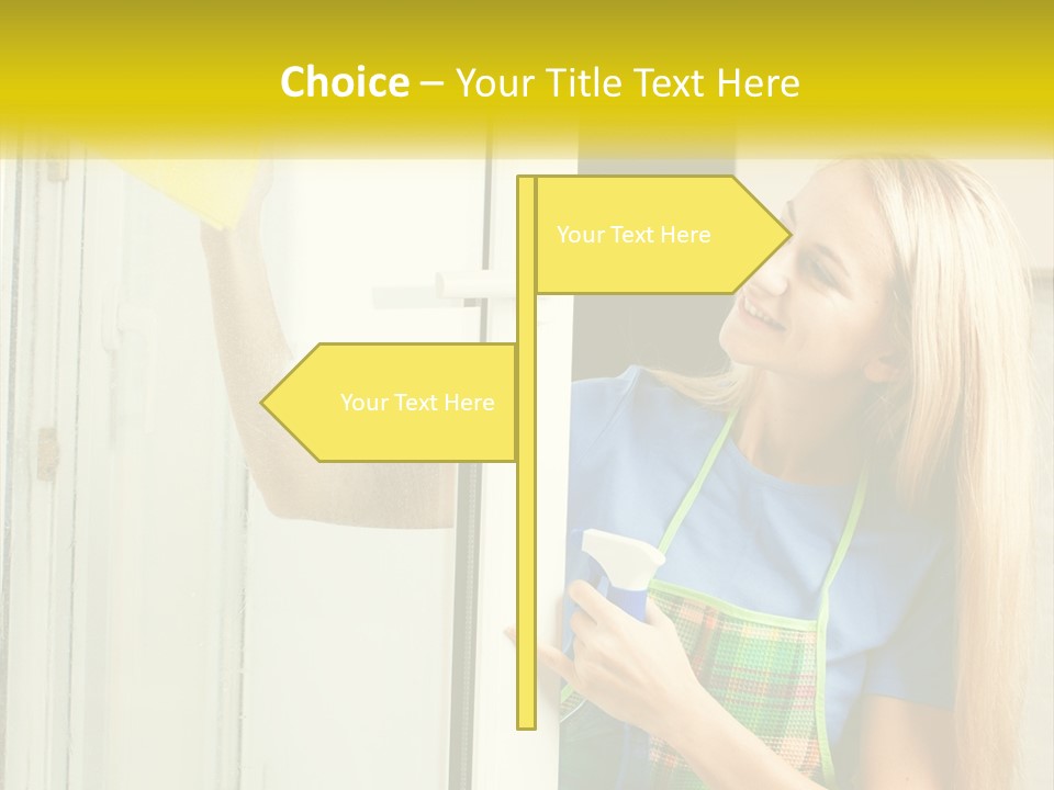 A Woman Cleaning A Door With A Sponge PowerPoint Template