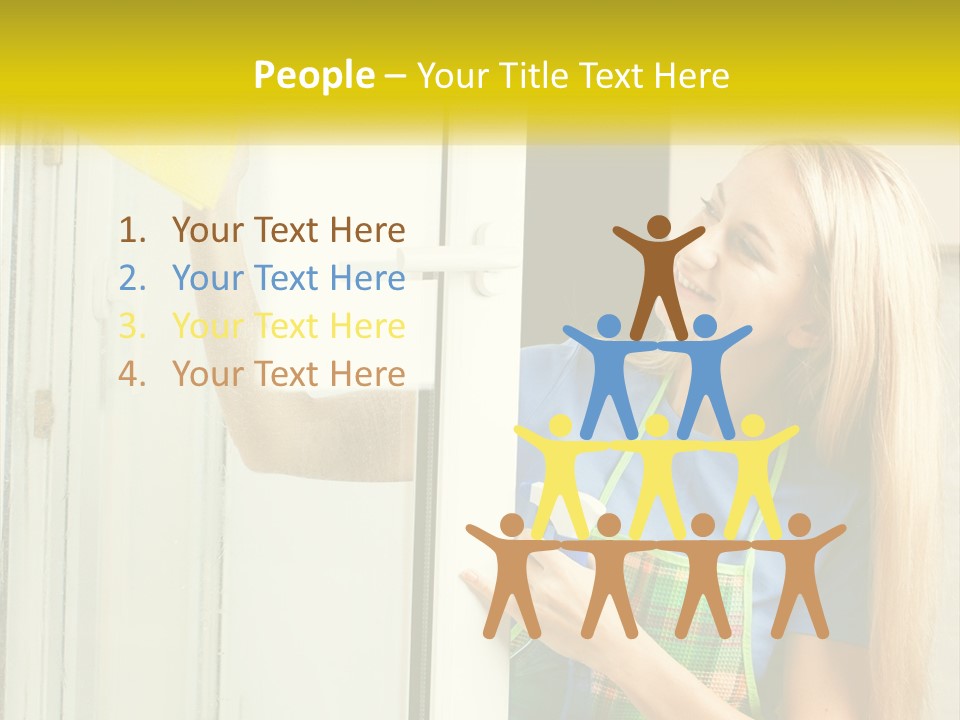 A Woman Cleaning A Door With A Sponge PowerPoint Template