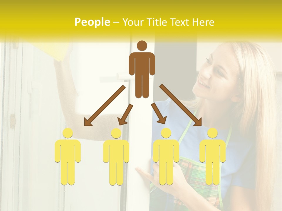 A Woman Cleaning A Door With A Sponge PowerPoint Template