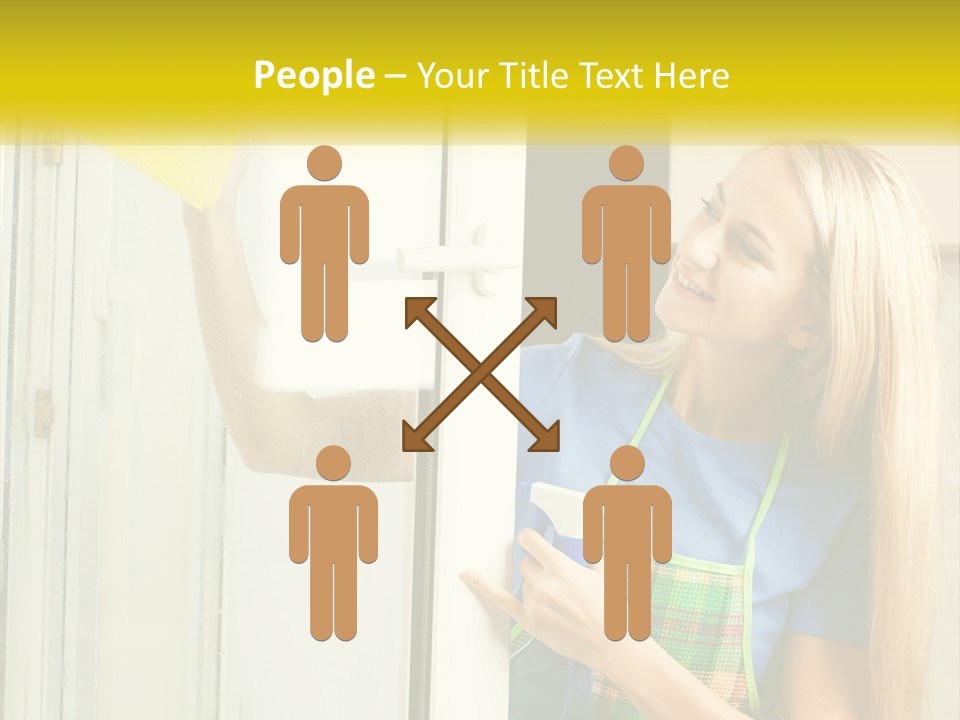 A Woman Cleaning A Door With A Sponge PowerPoint Template