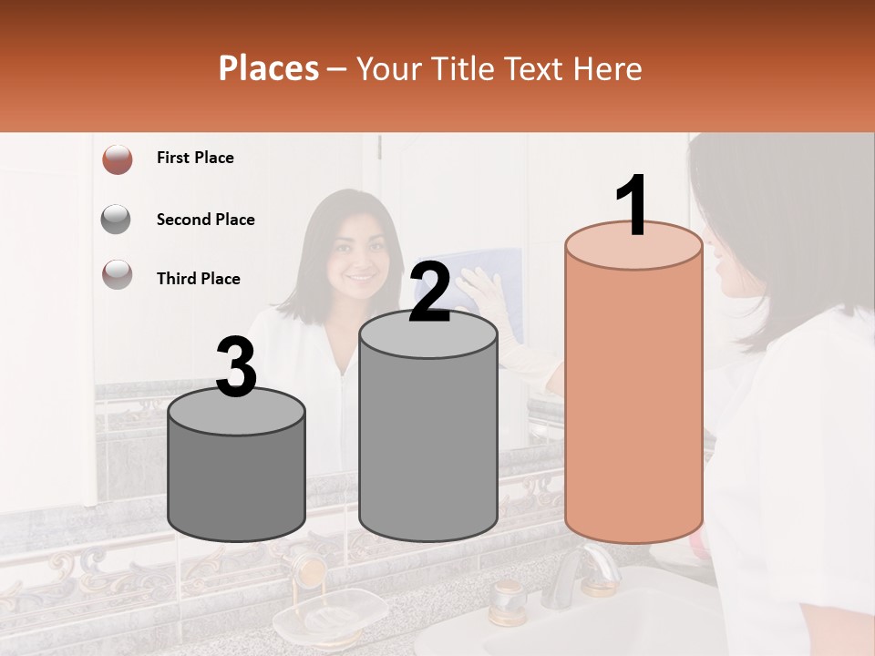 A Woman In White Scrubs Her Hands In Front Of A Mirror PowerPoint Template