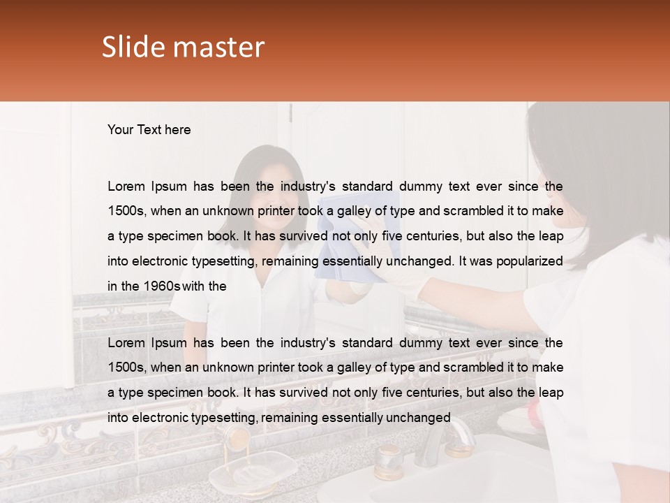 A Woman In White Scrubs Her Hands In Front Of A Mirror PowerPoint Template