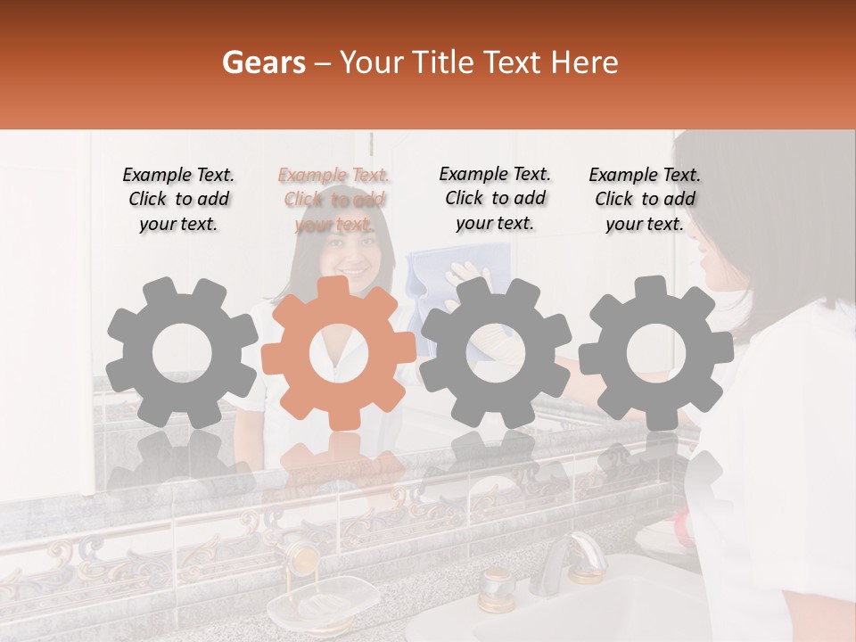 A Woman In White Scrubs Her Hands In Front Of A Mirror PowerPoint Template