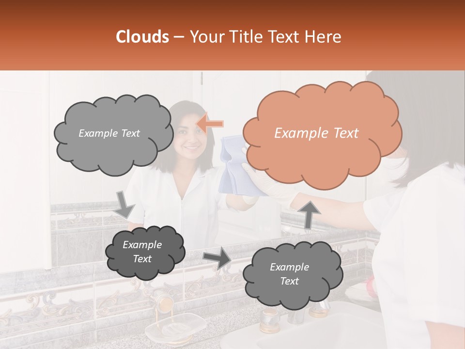 A Woman In White Scrubs Her Hands In Front Of A Mirror PowerPoint Template