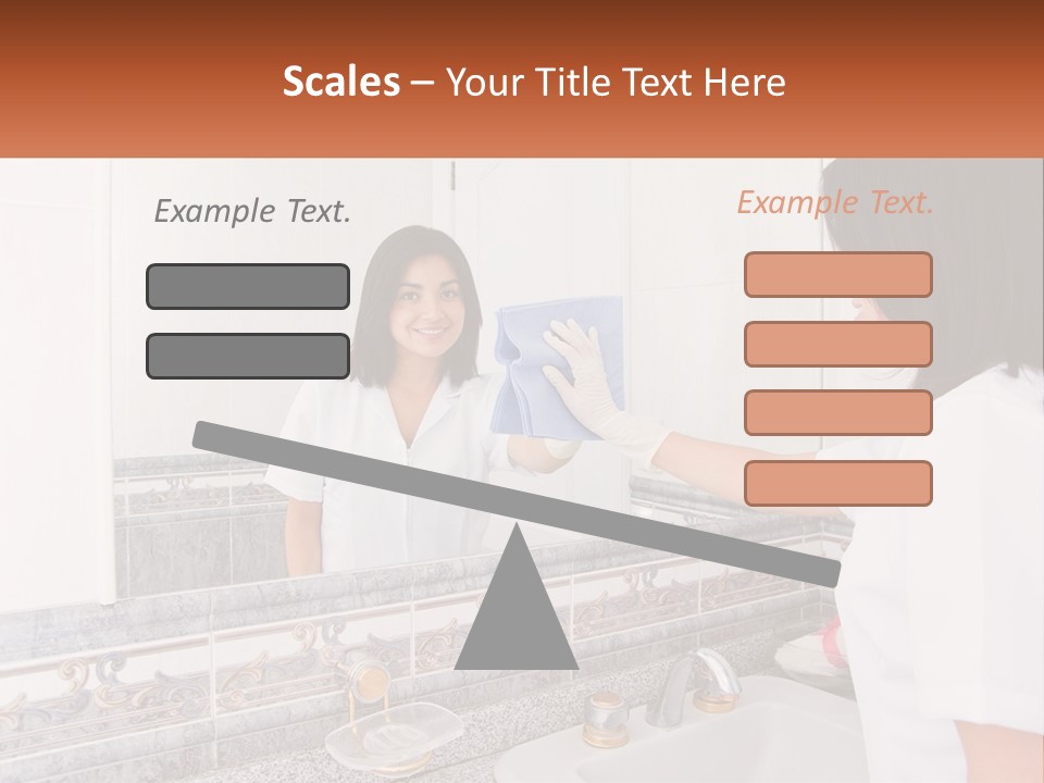 A Woman In White Scrubs Her Hands In Front Of A Mirror PowerPoint Template