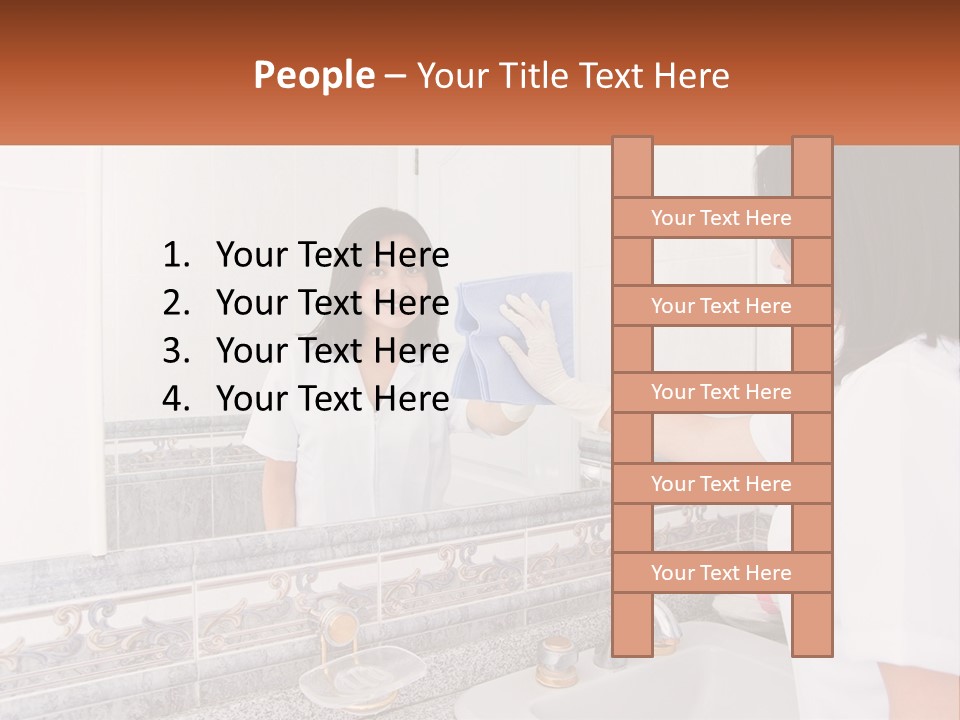 A Woman In White Scrubs Her Hands In Front Of A Mirror PowerPoint Template