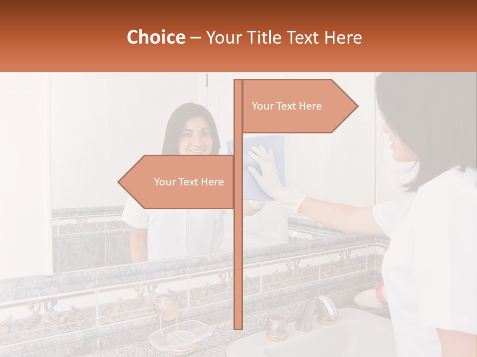 A Woman In White Scrubs Her Hands In Front Of A Mirror PowerPoint Template